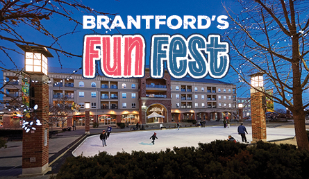 Image of people skating at Harmony Square with a Winter Fun Fest logo