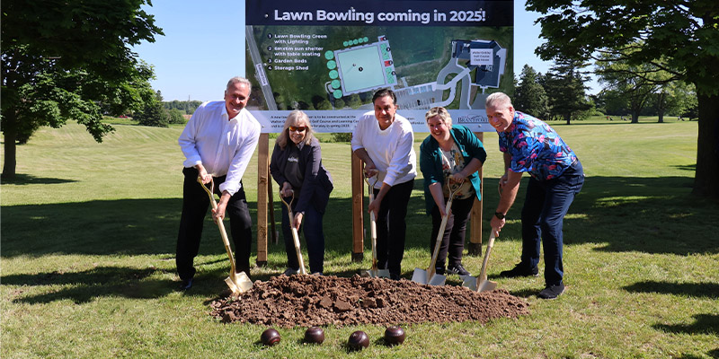 breaking ground for a new lawn bowling green at Walter Gretzky Municipal Golf Course