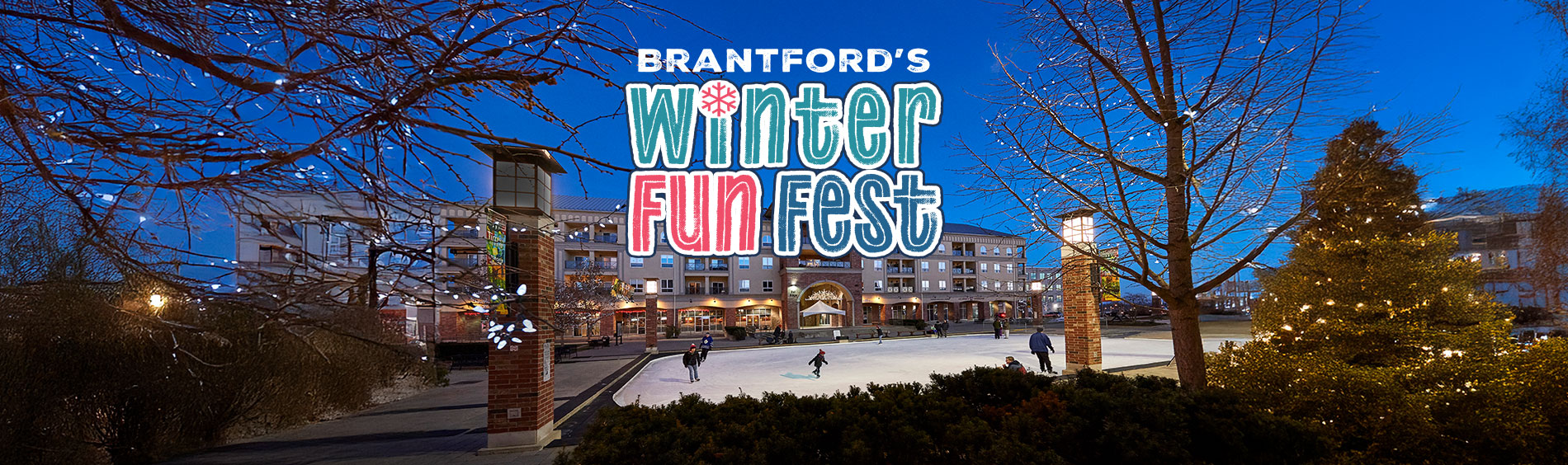 Image of people skating at Harmony Square for Brantford's Winter Fun Fest